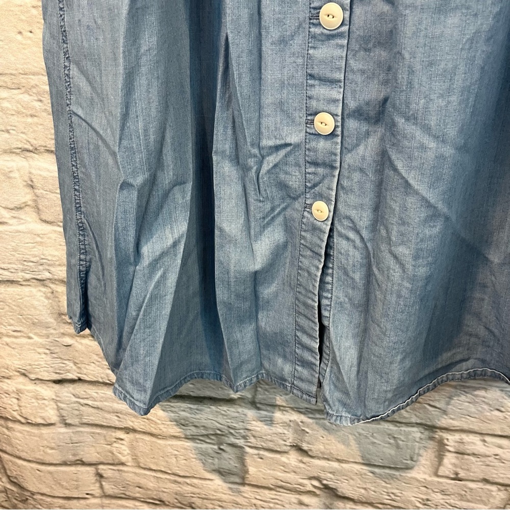 Madewell Size 12 Palisade Button-Front Midi Skirt in Indigo - Picture 7 of 13